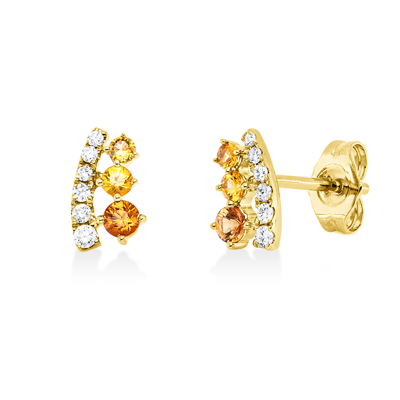 Ohrstecker mit Saphir  aus 585/-14 Karat Gelbgold mit 12 Diamanten 0