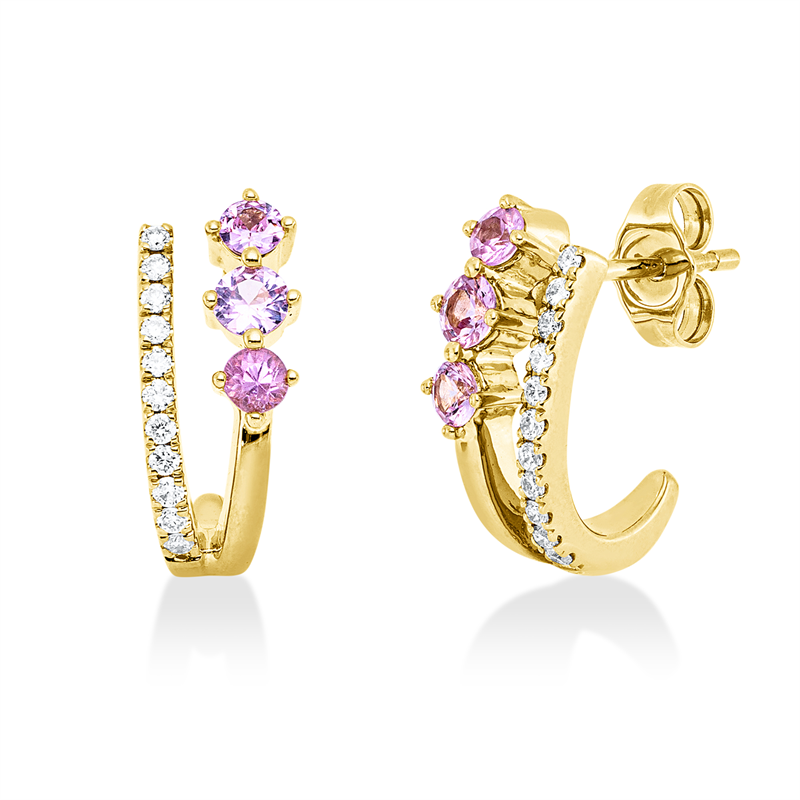 Ohrstecker mit Saphir  aus 585/-14 Karat Gelbgold mit 22 Diamanten 0