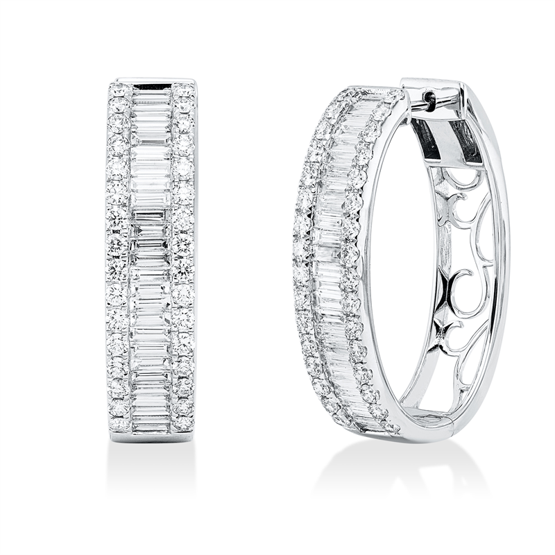 Creolen    aus 750/-18 Karat Weißgold mit 115 Diamanten 3