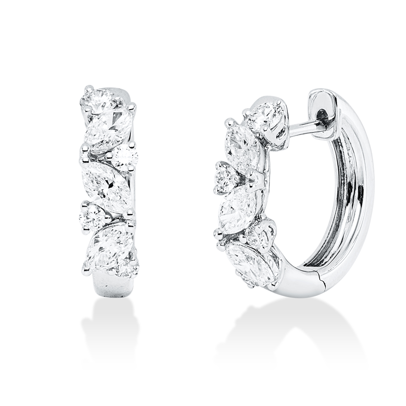 Creolen    aus 750/-18 Karat Weißgold mit 14 Diamanten 1