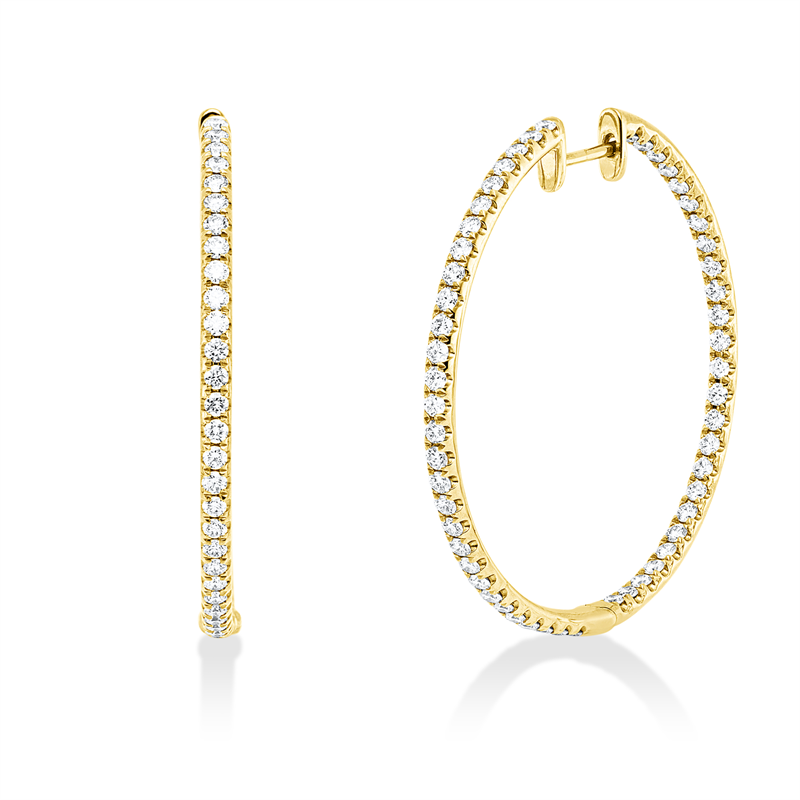Creolen    aus 750/-18 Karat Gelbgold mit 108 Diamanten 1