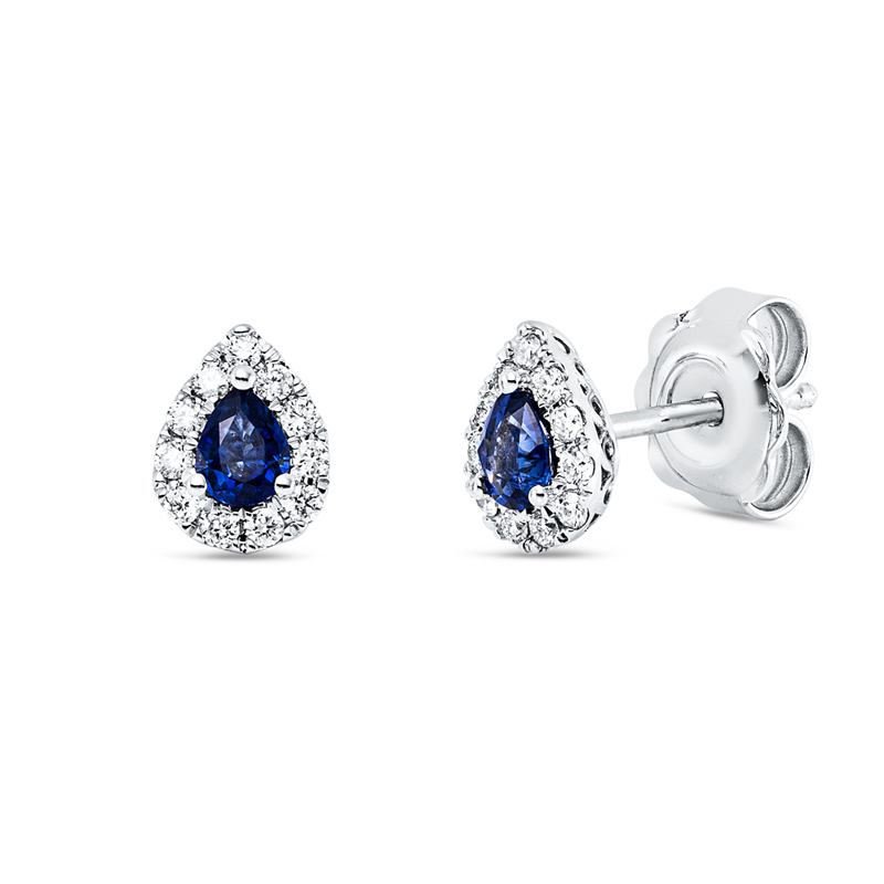 Ohrstecker mit Saphir  aus 750/-18 Karat Weißgold mit 22 Diamanten 0