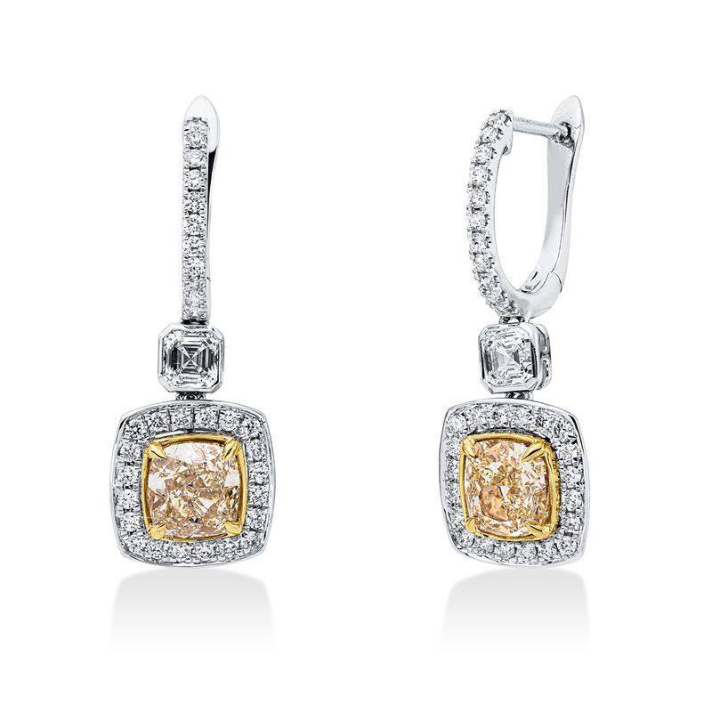 Ohrschmuck    aus 750/-18 Karat Weißgold / Gelbgold mit 66 Diamanten 2