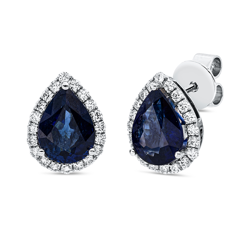 Ohrstecker mit Saphir  aus 950/-Platin Weißgold Platin 950 mit 40 Diamanten 0