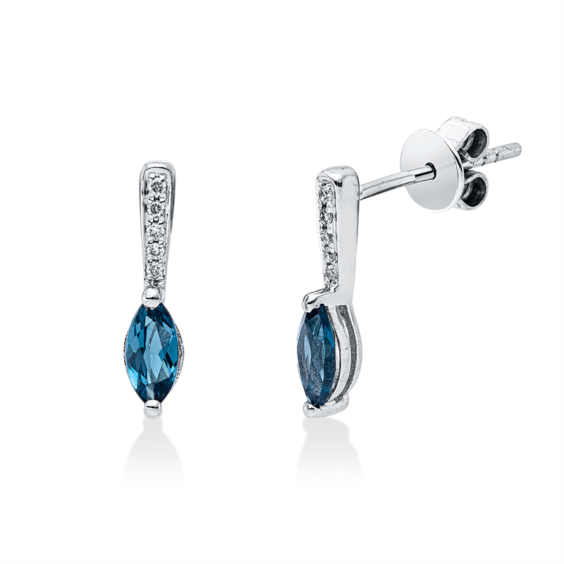 Ohrschmuck mit Topas  aus 585/-14 Karat Weißgold mit 10 Diamanten 0