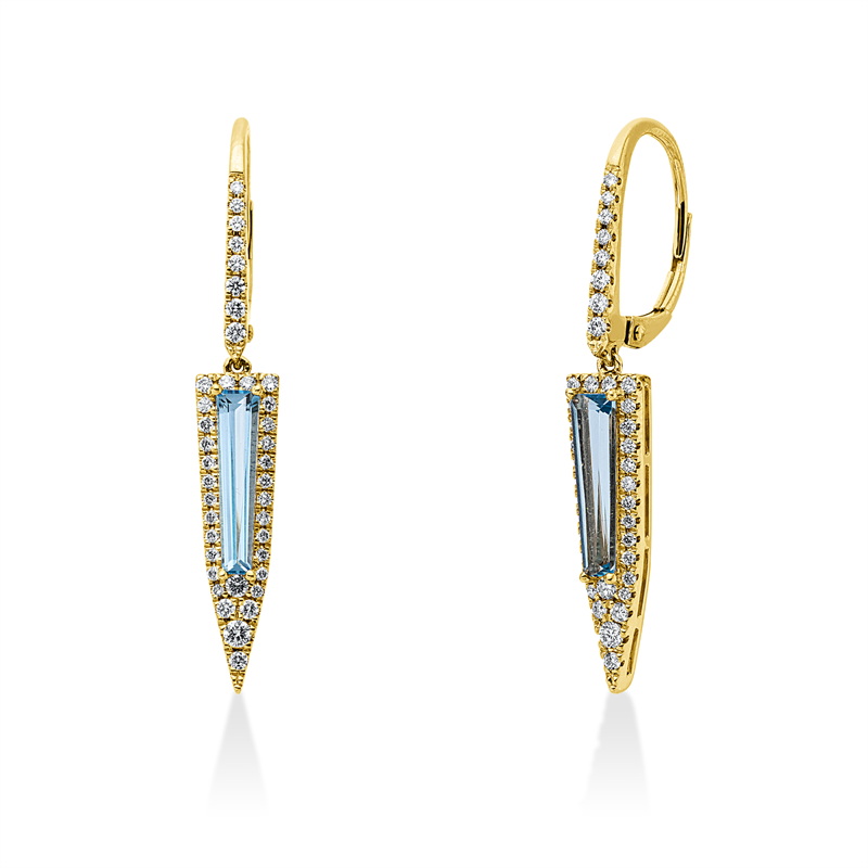 Ohrschmuck mit Topas  aus 585/-14 Karat Gelbgold mit 78 Diamanten 0