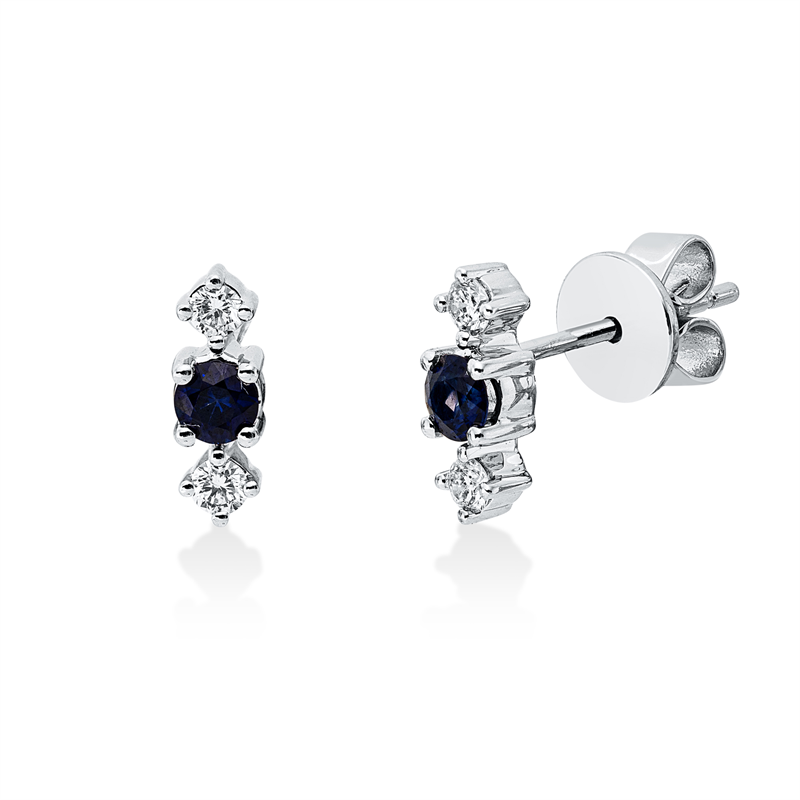 Ohrstecker mit Saphir  aus 750/-18 Karat Weißgold mit 4 Diamanten 0