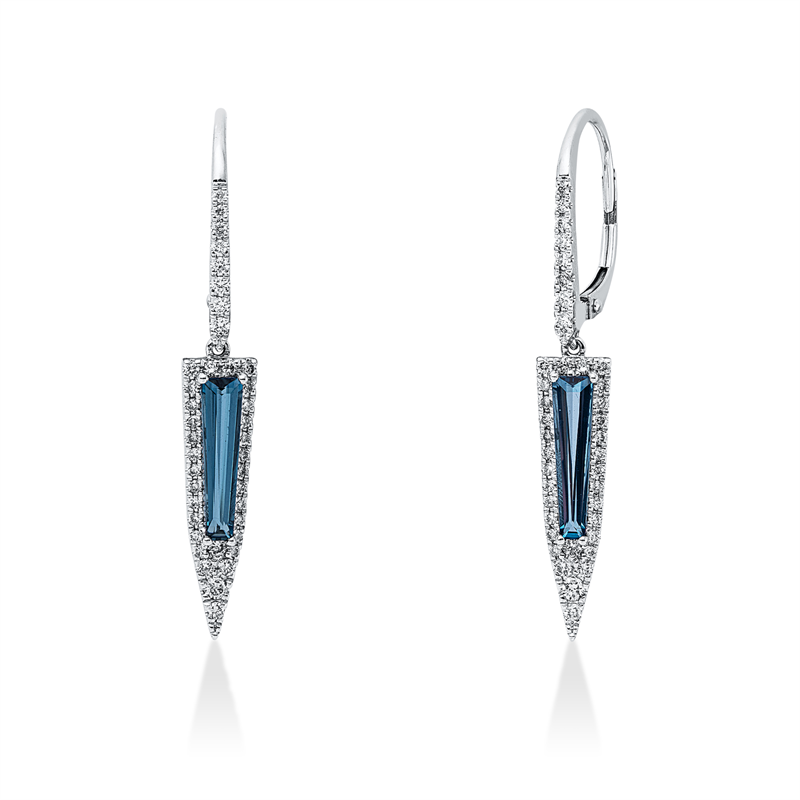 Ohrschmuck mit Topas  aus 585/-14 Karat Weißgold mit 78 Diamanten 0