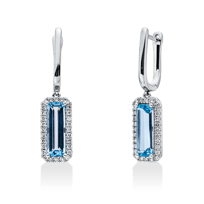 Ohrschmuck mit Topas  aus 585/-14 Karat Weißgold mit 56 Diamanten 0