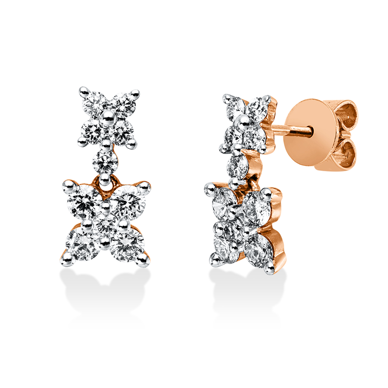 Ohrschmuck    aus 750/-18 Karat Rotgold / Weißgold mit 20 Diamanten 0