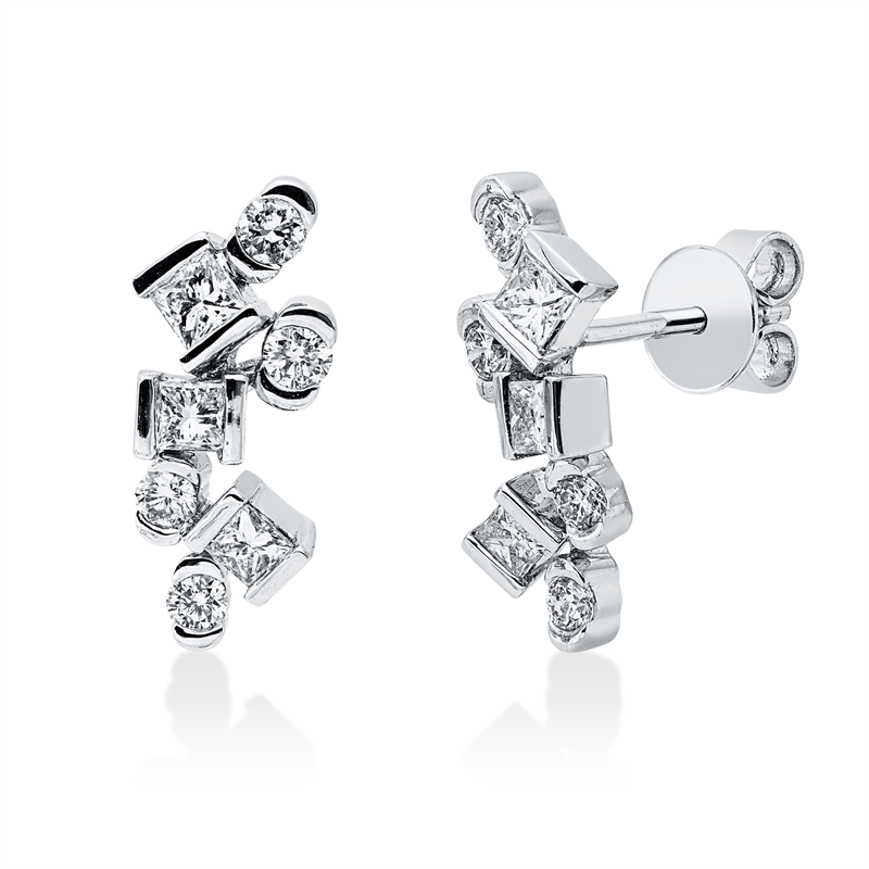 Ohrstecker    aus 585/-14 Karat Weißgold mit 14 Diamanten 0