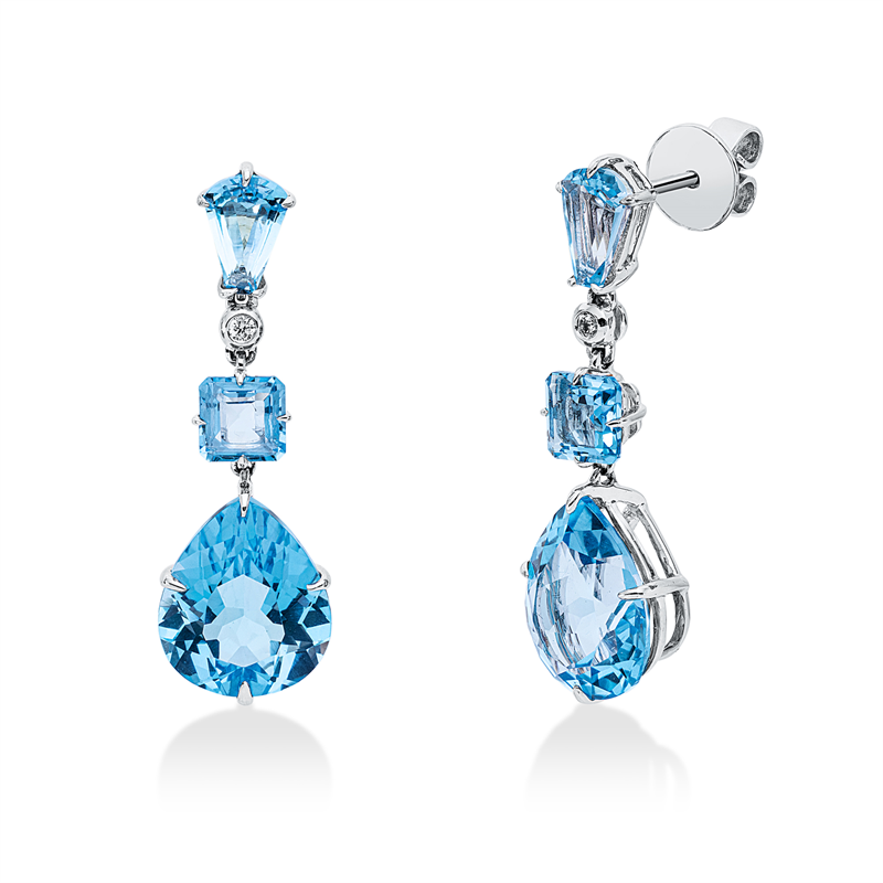 Ohrschmuck mit Topas  aus 750/-18 Karat Weißgold mit 2 Diamanten 0