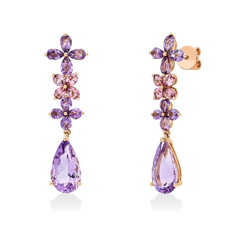 Ohrschmuck mit Turmalin  aus 750/-18 Karat Rotgold  