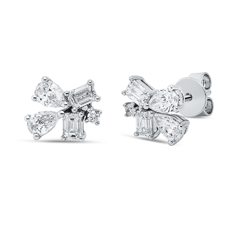 Ohrstecker    aus 750/-18 Karat Weißgold mit 10 Diamanten 1
