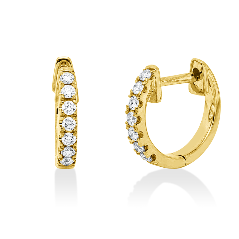 Creolen    aus 585/-14 Karat Gelbgold mit 14 Diamanten 0