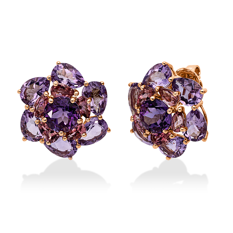 Ohrstecker mit Amethyst  aus 750/-18 Karat Rotgold  
