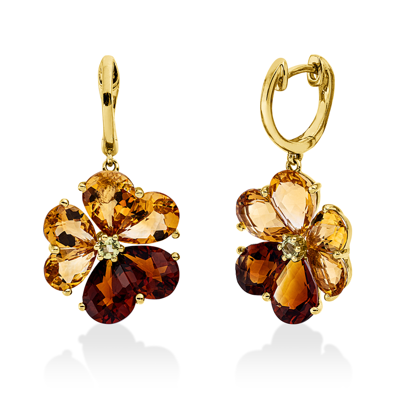 Ohrschmuck mit Peridot  aus 750/-18 Karat Gelbgold  