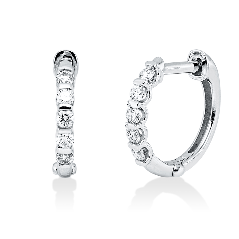 Creolen    aus 750/-18 Karat Weißgold mit 10 Diamanten 0