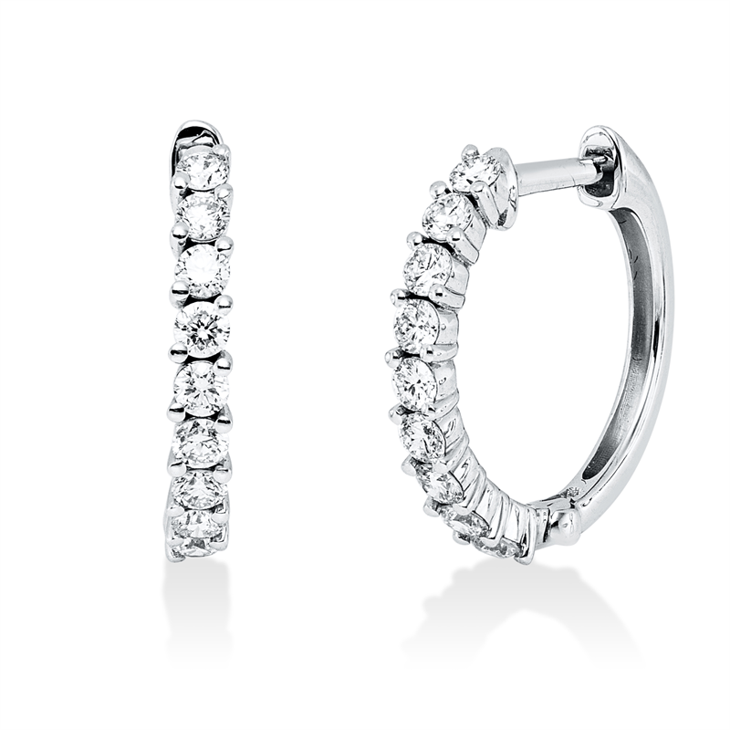 Creolen    aus 750/-18 Karat Weißgold mit 18 Diamanten 0