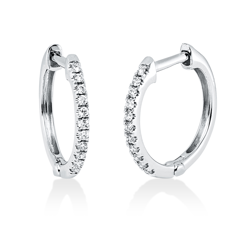 Creolen    aus 750/-18 Karat Weißgold mit 22 Diamanten 0