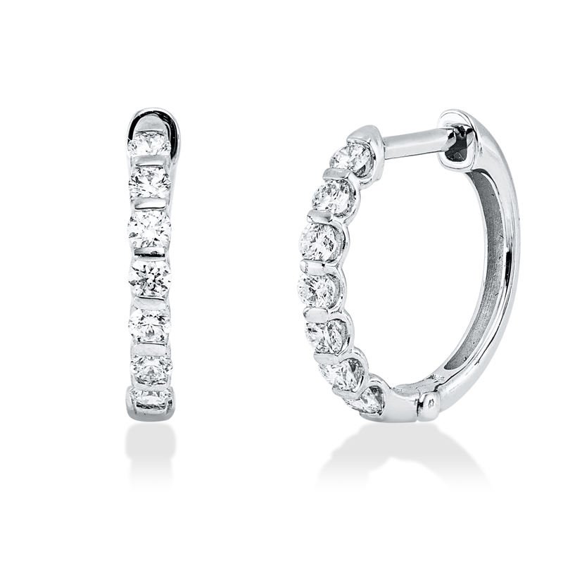 Creolen    aus 750/-18 Karat Weißgold mit 14 Diamanten 0
