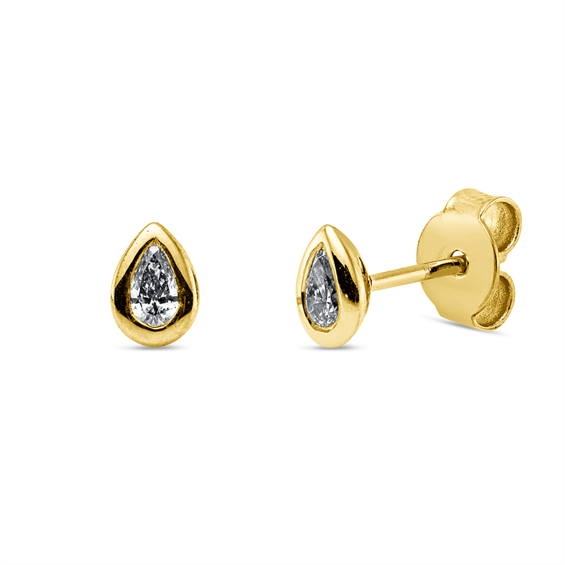 Ohrstecker    aus 750/-18 Karat Gelbgold mit 2 Diamanten 0