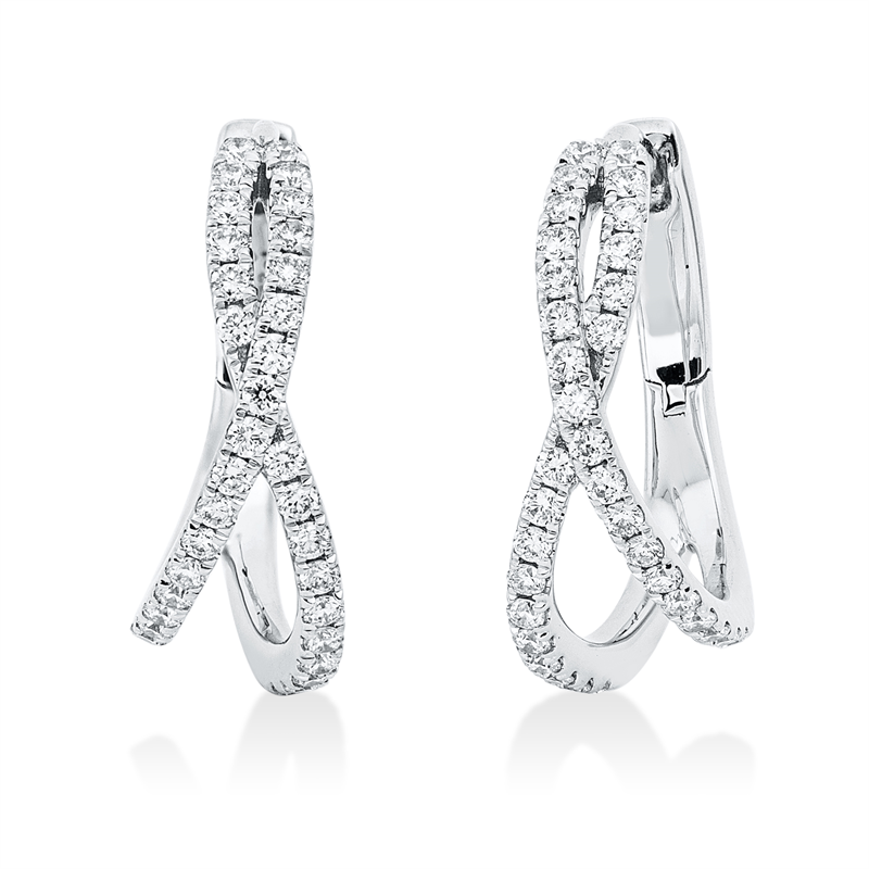 Creolen    aus 750/-18 Karat Weißgold mit 68 Diamanten 0
