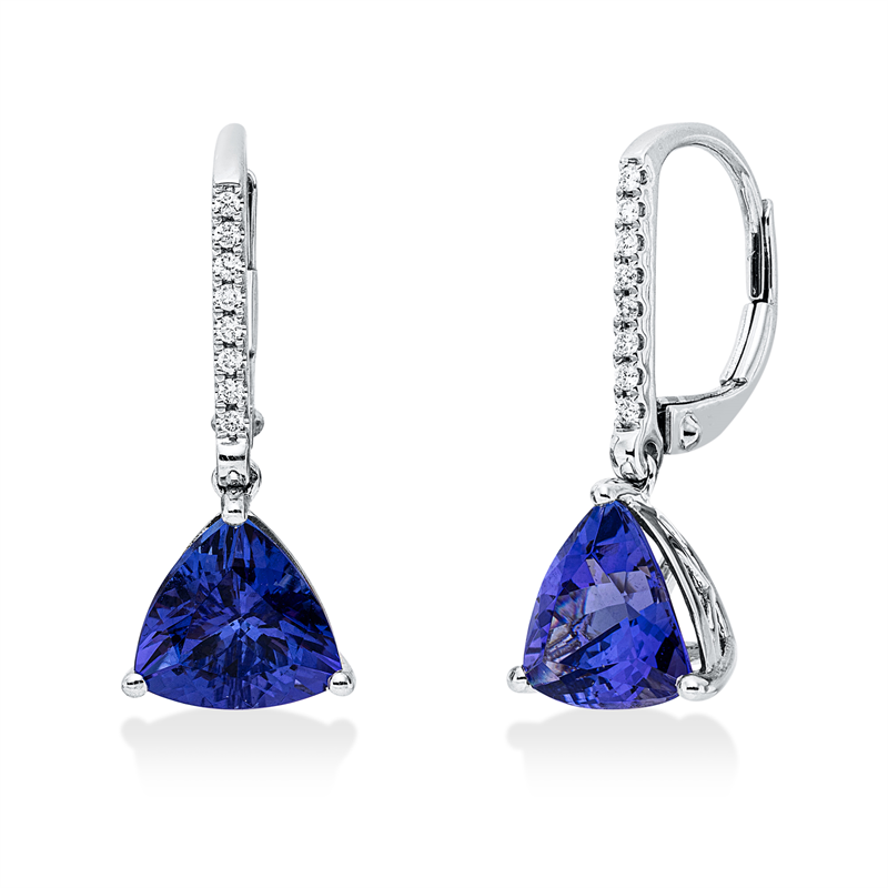 Ohrschmuck mit Tansanit  aus 585/-14 Karat Weißgold mit 16 Diamanten 0