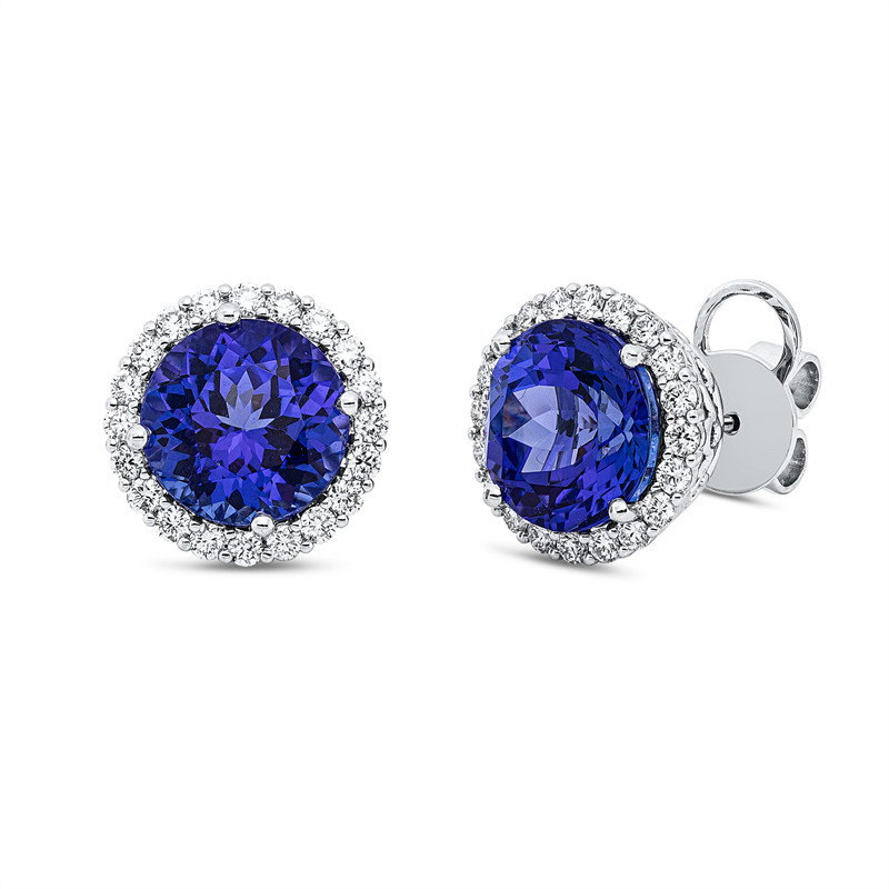 Ohrstecker mit Tansanit  aus 750/-18 Karat Weißgold mit 40 Diamanten 0