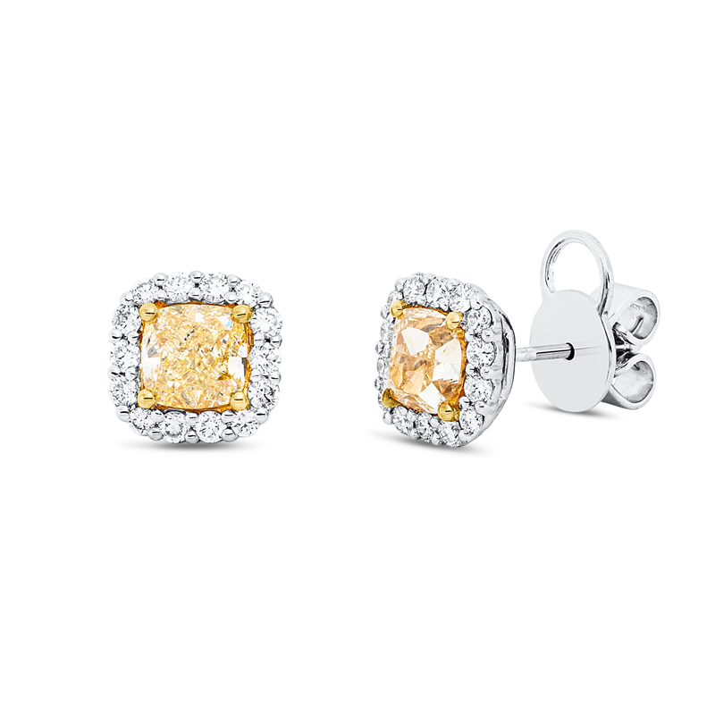 Ohrstecker    aus 750/-18 Karat Weißgold / Gelbgold mit 30 Diamanten 2
