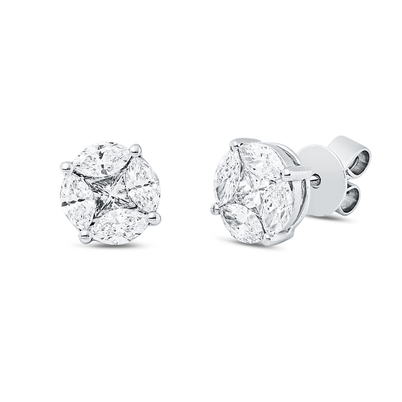 Ohrstecker    aus 750/-18 Karat Weißgold mit 10 Diamanten 1