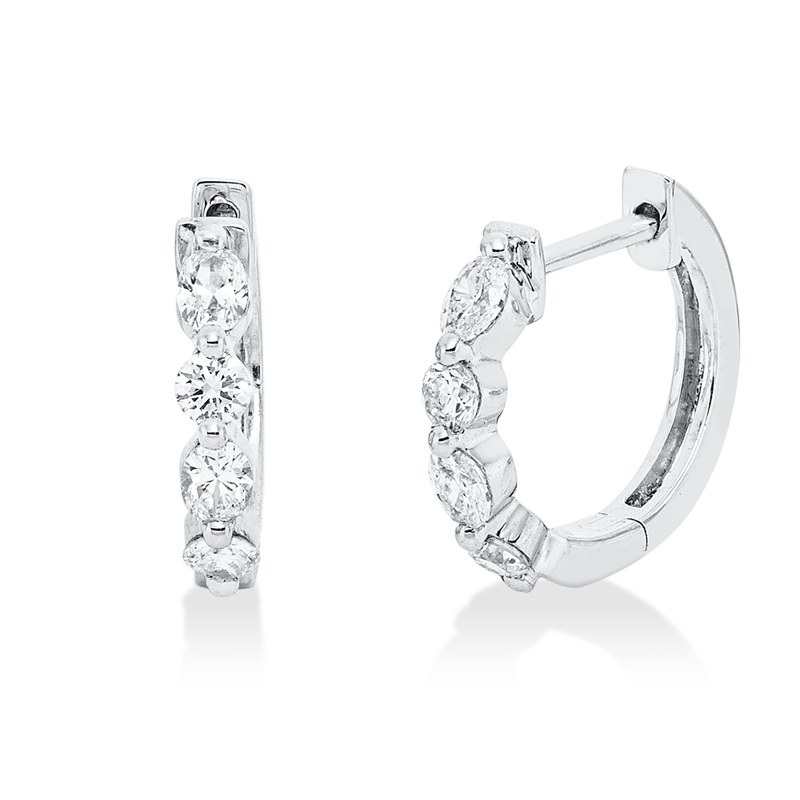 Creolen    aus 750/-18 Karat Weißgold mit 8 Diamanten 0