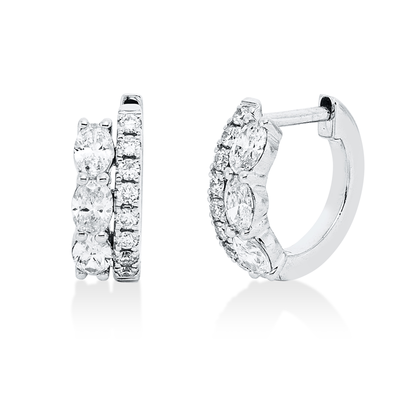 Creolen    aus 750/-18 Karat Weißgold mit 22 Diamanten 0