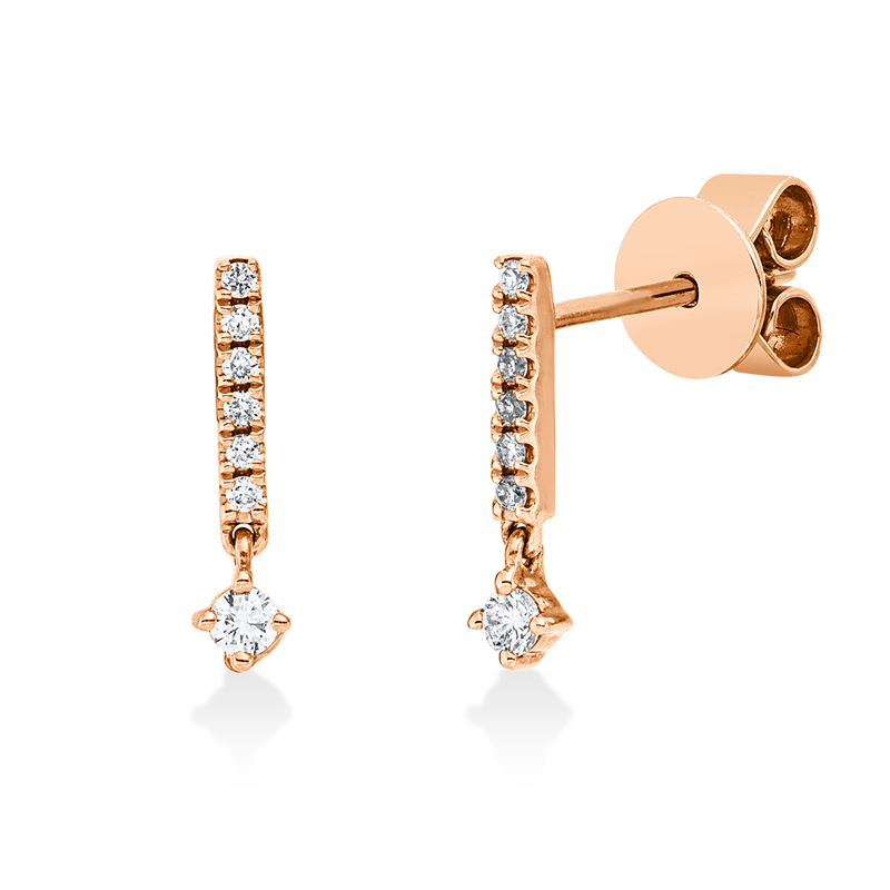 Ohrstecker    aus 750/-18 Karat Rotgold mit 14 Diamanten 0