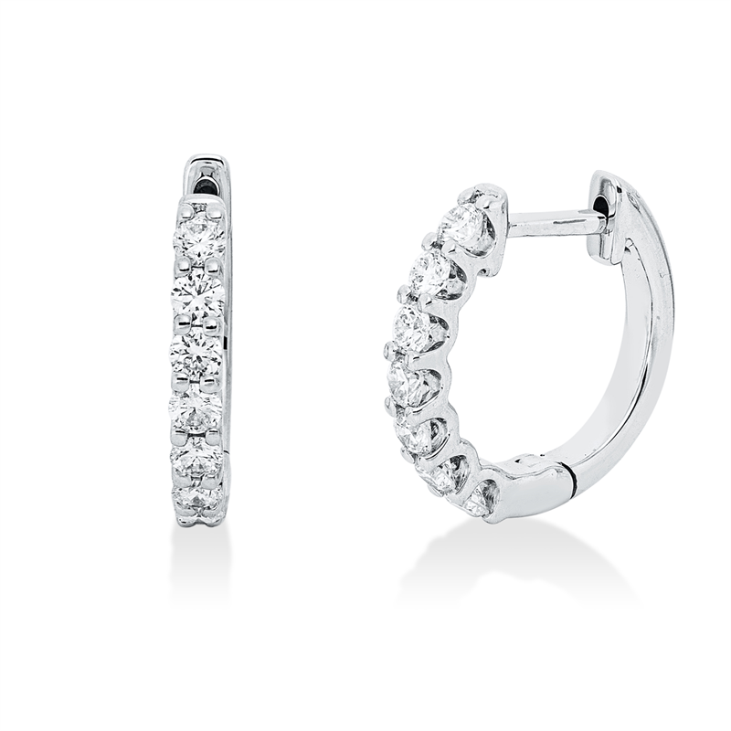 Creolen    aus 750/-18 Karat Weißgold mit 14 Diamanten 0