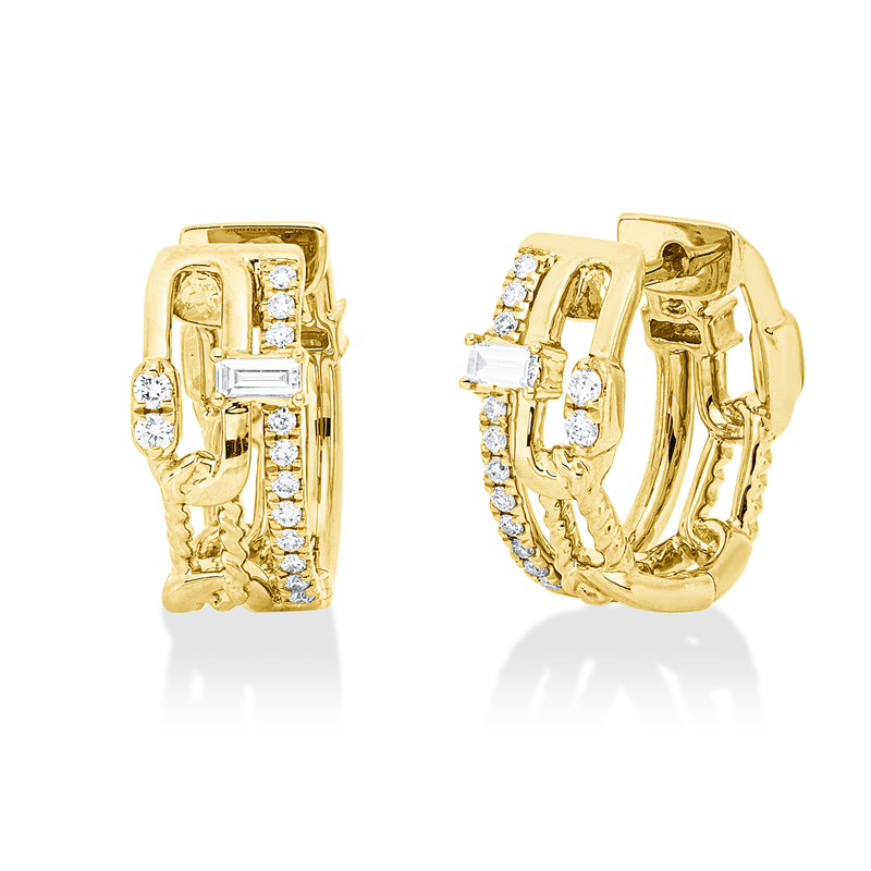Creolen    aus 750/-18 Karat Gelbgold mit 28 Diamanten 0