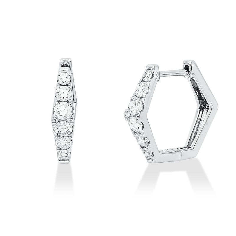 Creolen    aus 750/-18 Karat Weißgold mit 12 Diamanten 0