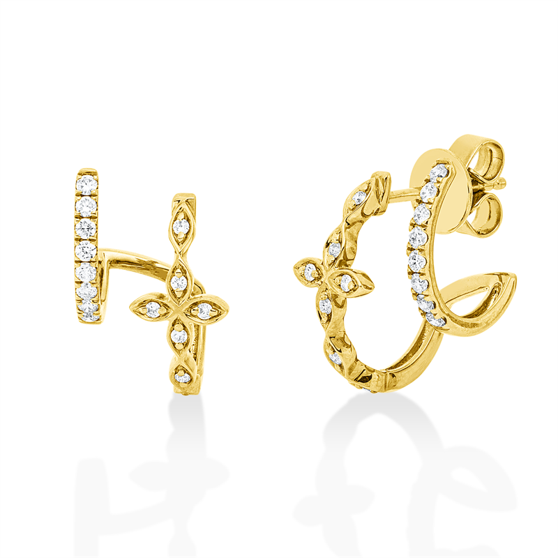 Ohrstecker    aus 750/-18 Karat Gelbgold mit 30 Diamanten 0