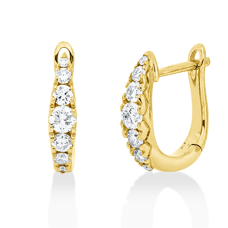 Creolen    aus 750/-18 Karat Gelbgold mit 14 Diamanten 0
