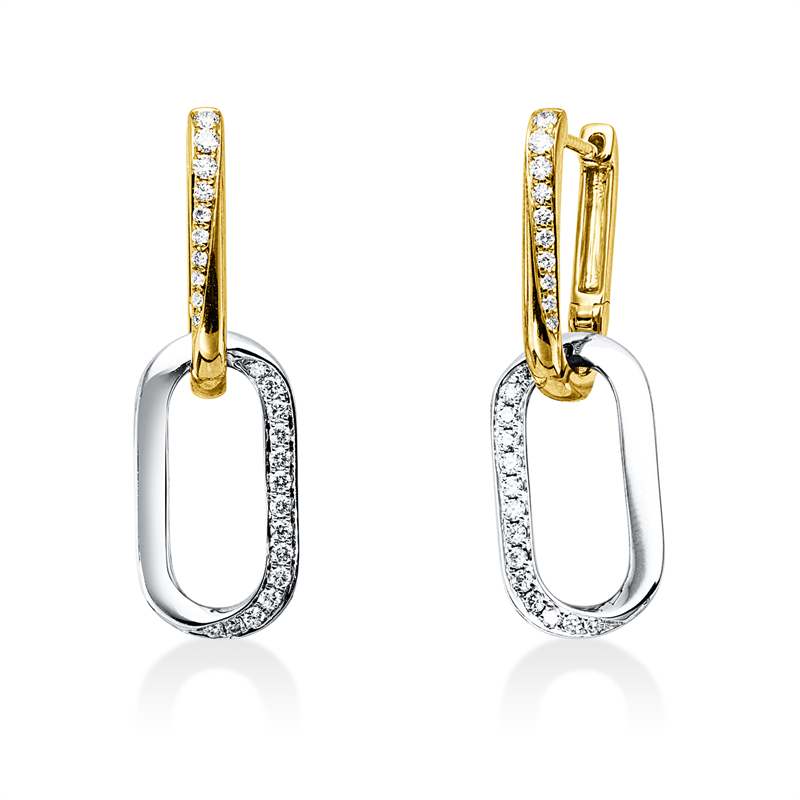 Ohrschmuck    aus 750/-18 Karat Gelbgold / Weißgold mit 48 Diamanten 0