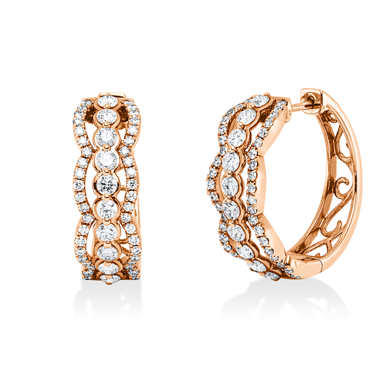 Creolen    aus 750/-18 Karat Rotgold mit 104 Diamanten 1