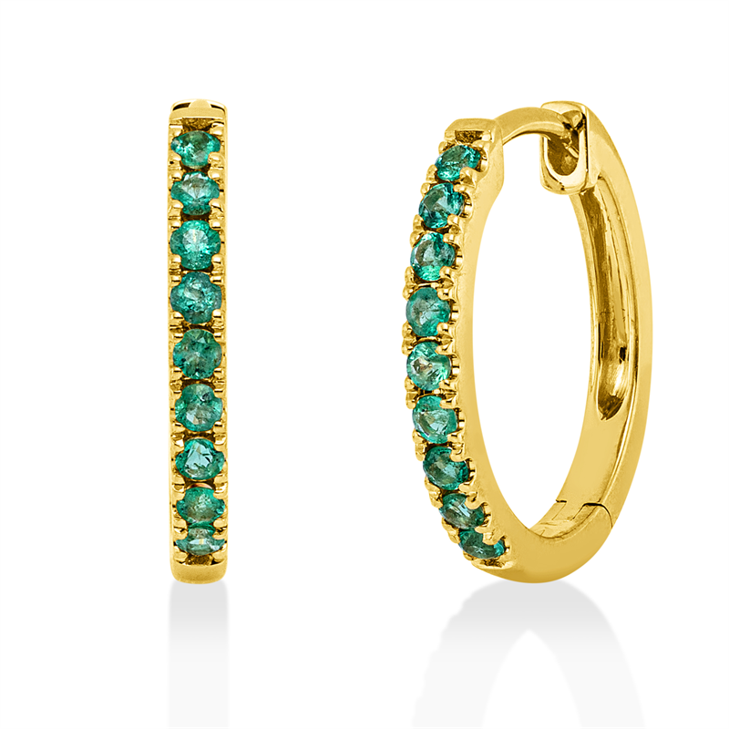 Creolen mit Smaragd  aus 750/-18 Karat Gelbgold  