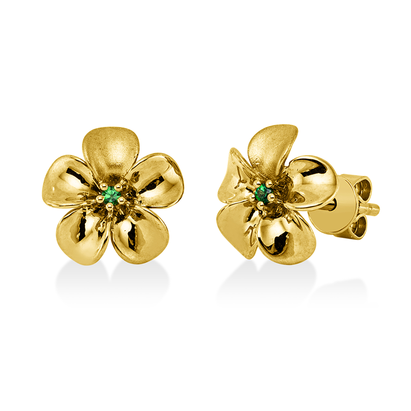 Ohrstecker mit Tsavorith  aus 750/-18 Karat Gelbgold  