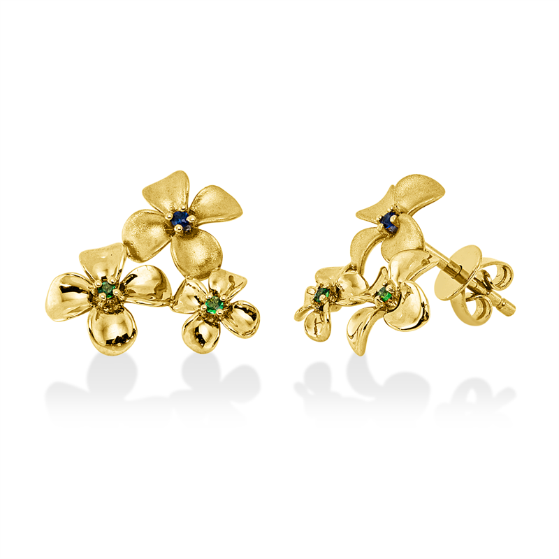 Ohrstecker mit Tsavorith  aus 750/-18 Karat Gelbgold  