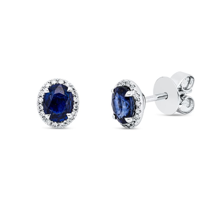 Ohrstecker mit Saphir  aus 750/-18 Karat Weißgold mit 32 Diamanten 0