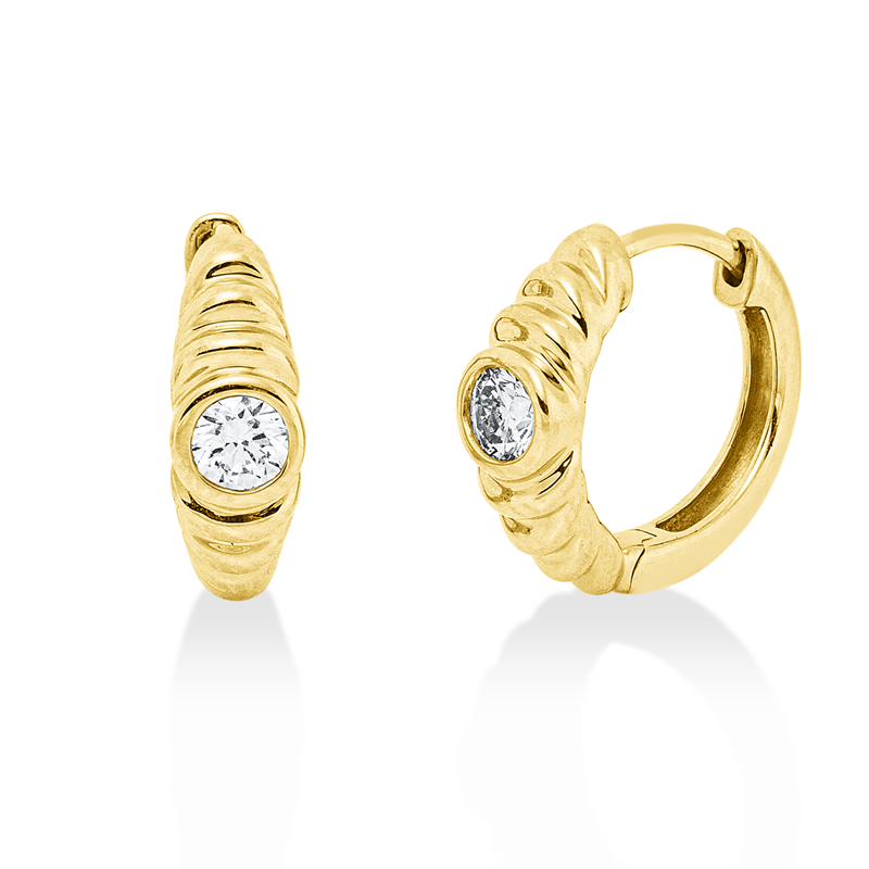 Creolen    aus 585/-14 Karat Gelbgold mit 2 Diamanten 0