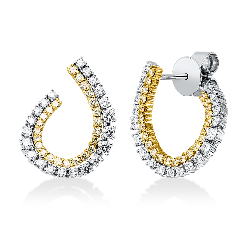 Ohrstecker    aus 750/-18 Karat Weißgold / Gelbgold mit 88 Diamanten 0