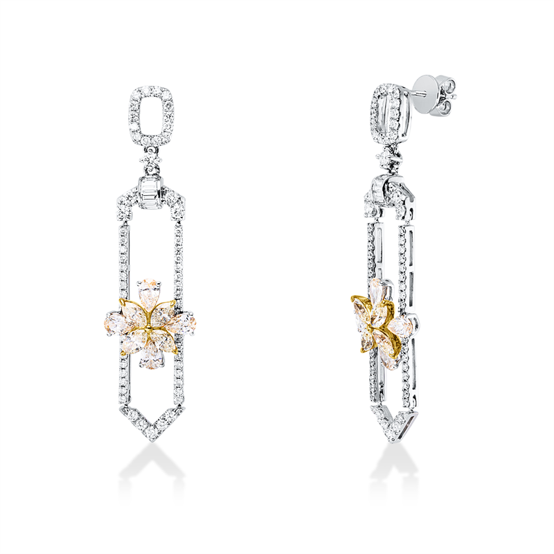 Ohrschmuck    aus 750/-18 Karat Weißgold / Gelbgold mit 140 Diamanten 3