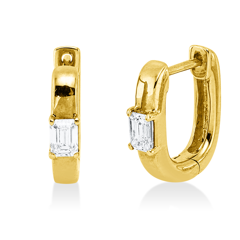 Creolen    aus 750/-18 Karat Gelbgold mit 2 Diamanten 0