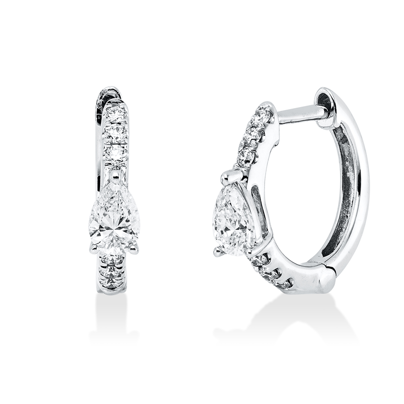 Creolen    aus 750/-18 Karat Weißgold mit 14 Diamanten 0